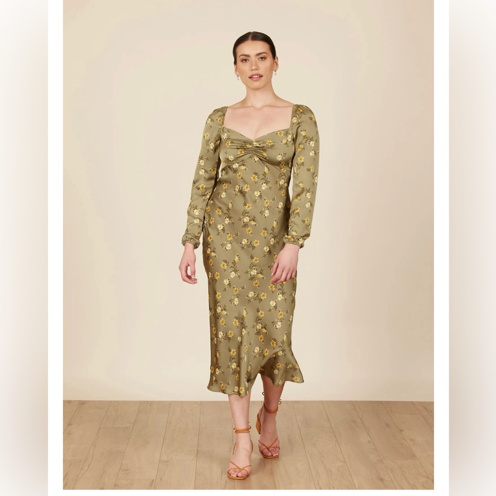 Park & Fifth Galliano Olive Green Floral Dress